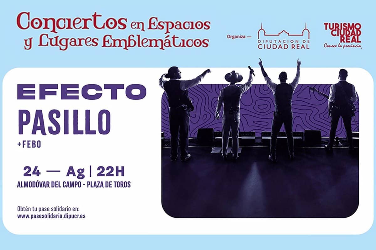 Almodóvar del Campo celebra concierto solidario con Amhida este sábado, con la actuación de Efecto Pasillo y FEBO.