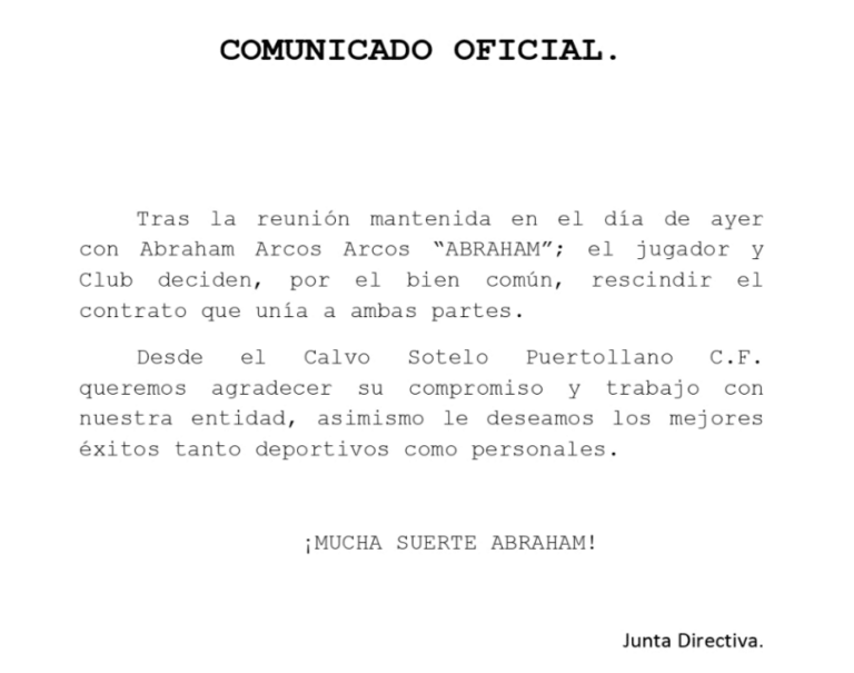 Abraham abandona el Calvo Sotelo Puertollano para afrontar nuevos retos