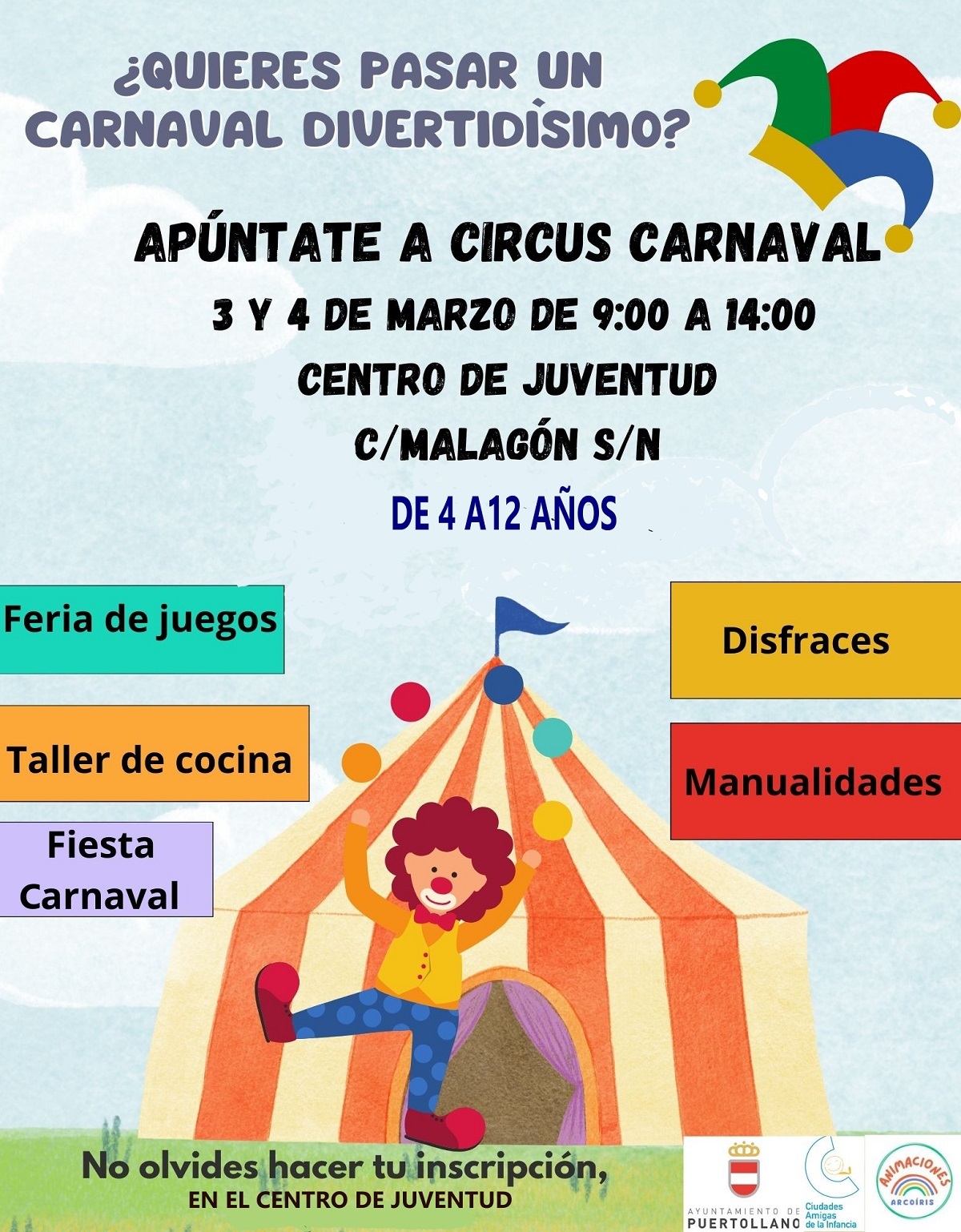 Inscripciones en Marcha para los Talleres de Carnaval Infantiles en el Centro de Juventud Durante las Vacaciones Escolares