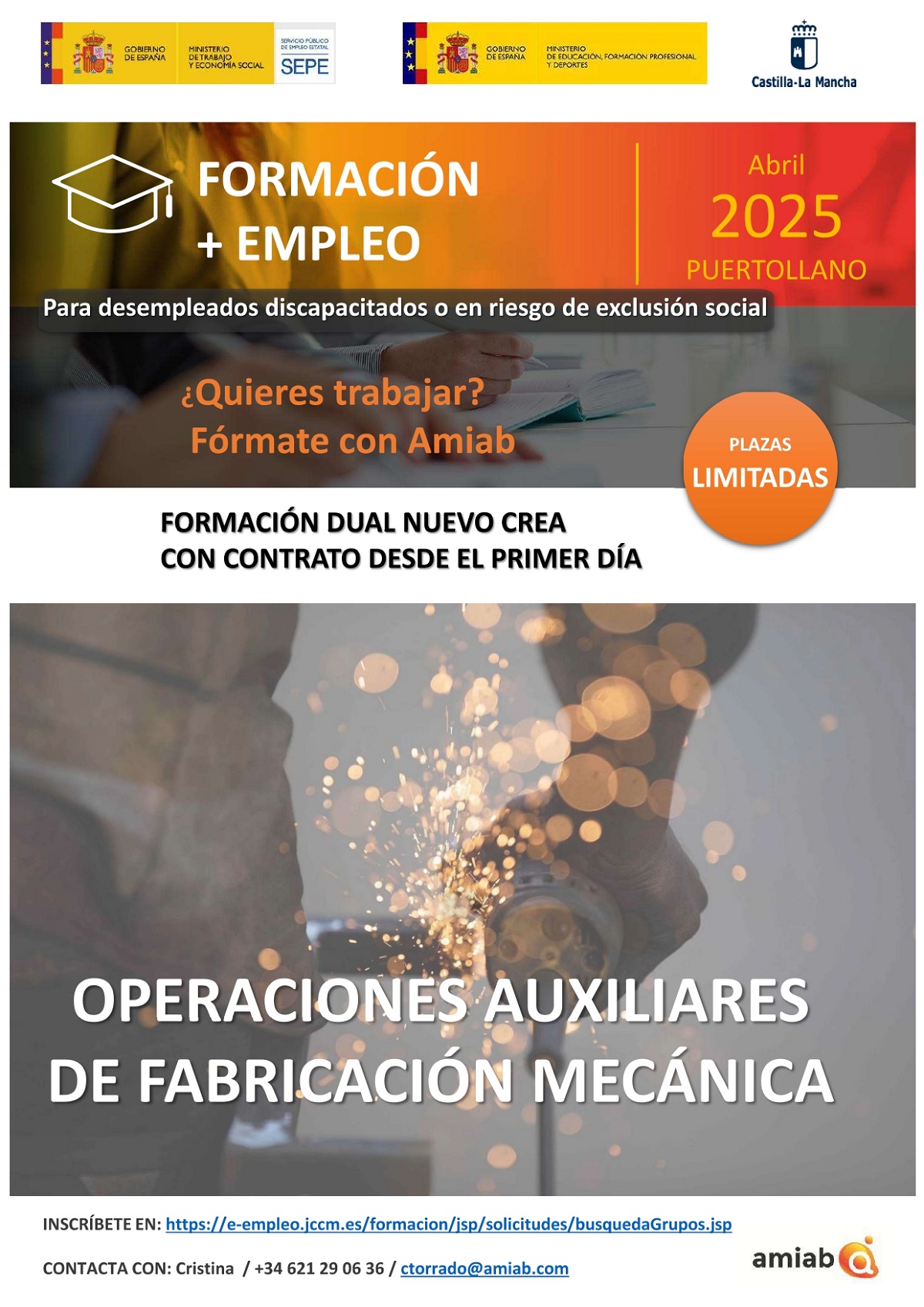Inscripciones Abiertas para el Nuevo Curso Dual de Operaciones Auxiliares en Fabricación Mecánica de AMIAB
