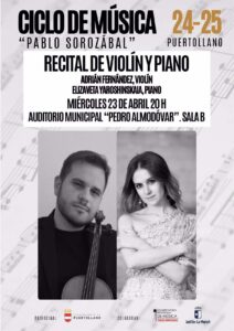 El violín de Adrián Fernández y el piano de Elizaveta Yaroshinskaia protagonizan un recital único en Puertollano