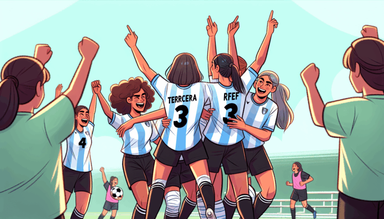 Las Guerreras del CS Puertollano festejan su ascenso a Tercera RFEF con entusiasmo y espíritu de equipo.