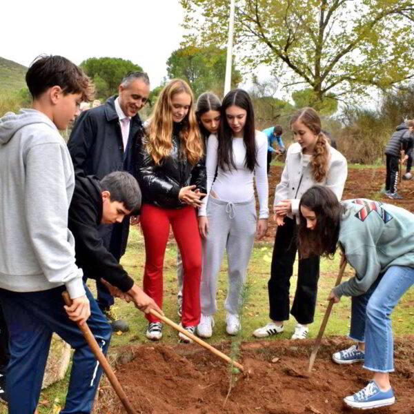 La Dehesa Boyal renace gracias a la iniciativa verde de estudiantes de Salesianos con la siembra de 80 pinos