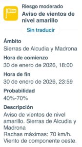 Cierre preventivo de instalaciones deportivas y parques en La Rincona y Dulcinea por alerta de vientos intensos