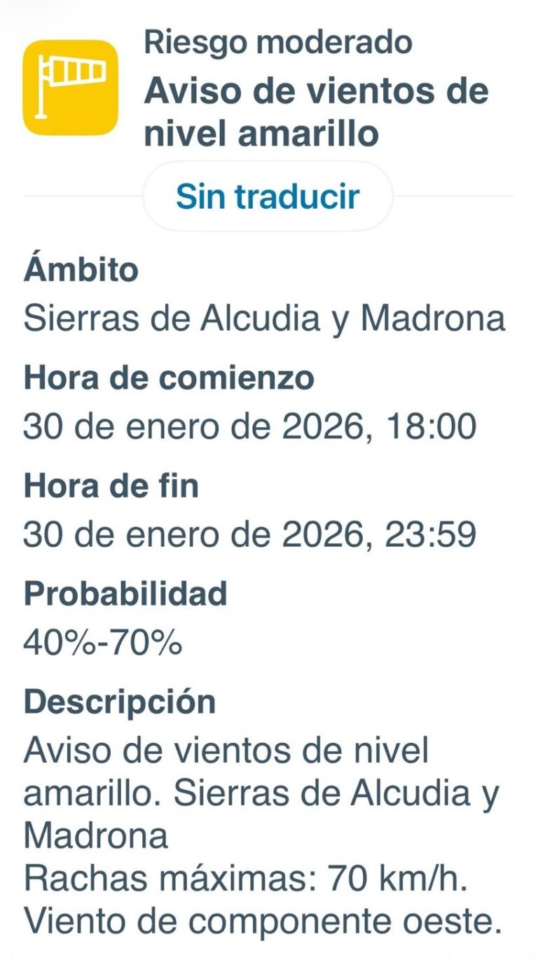 Cierre preventivo de instalaciones deportivas y parques en La Rincona y Dulcinea por alerta de vientos intensos