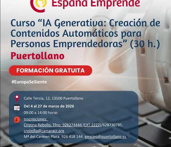 Curso de Inteligencia Artificial para Creación de Contenidos: Iniciativa Conjunta del Ayuntamiento de Puertollano y la Cámara de Comercio