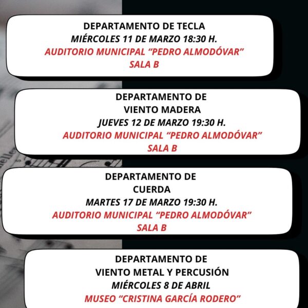 Festival Instrumental en el Auditorio: Una Semana de Virtuosismo con los Departamentos de Piano, Viento Madera y Cuerda del Conservatorio