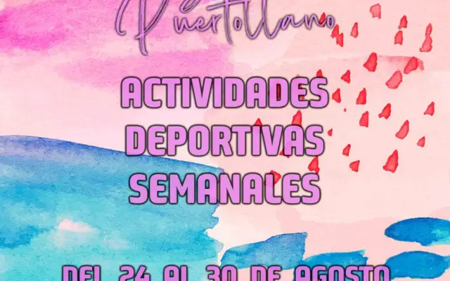Cartel del Patronato Municipal de Deportes con las actividades deportivas semanales del 24 al 30 de agosto de 2026