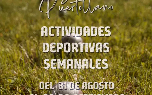 Cartel de actividades deportivas semanales del Patronato Municipal de Deportes de Puertollano del 31 de agosto al 6 de septiembre de 2026