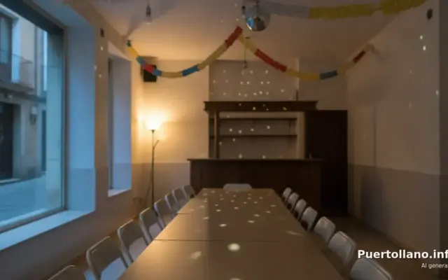 Salón de un local de alquiler para fiestas privadas, vacío antes de un evento
