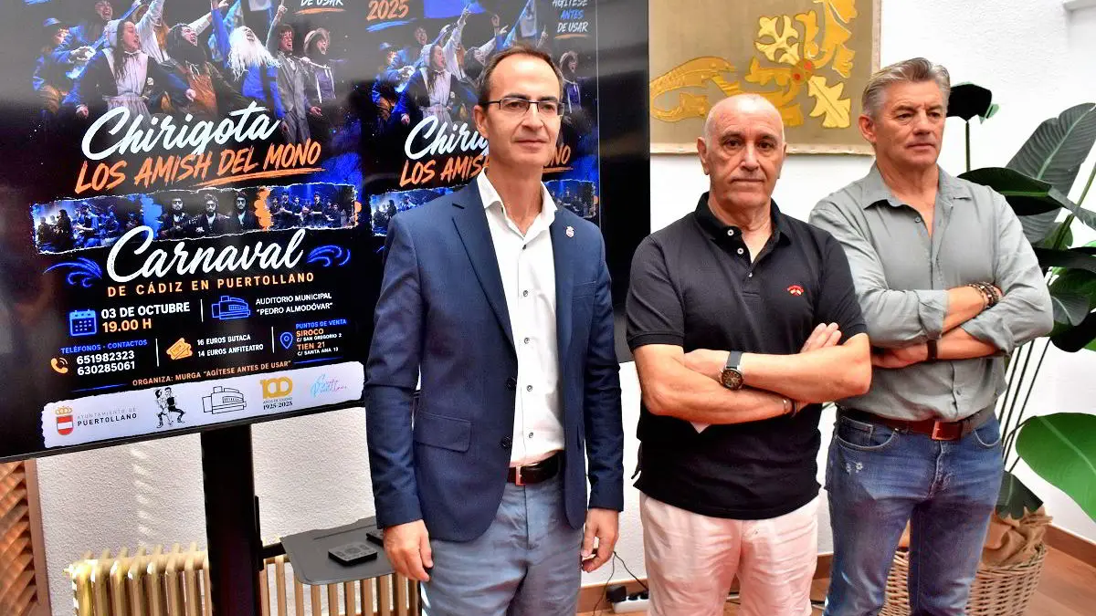 Presentación del concierto de la chirigota Los amish del mono en el Auditorio Municipal de Puertollano