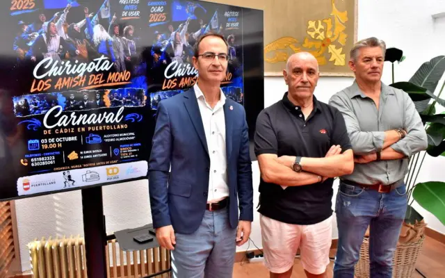 Presentación del concierto de la chirigota Los amish del mono en el Auditorio Municipal de Puertollano