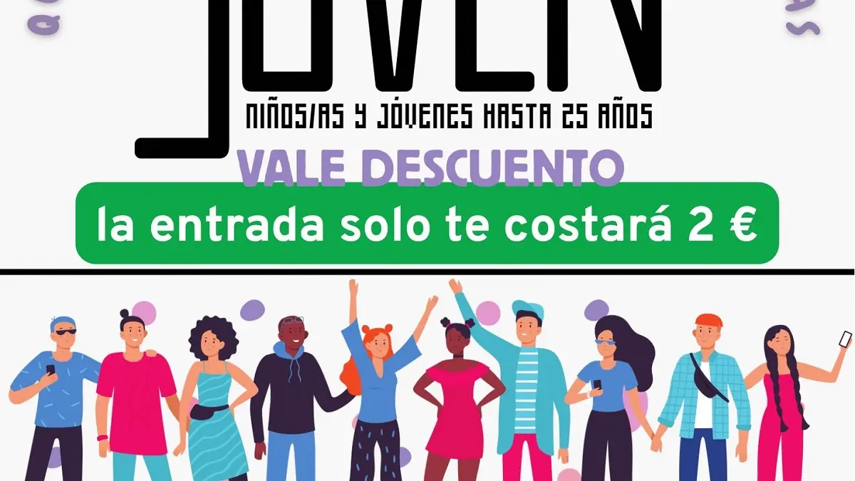 Cartel del programa Cine Joven de Puertollano con vales de descuento para ir al cine