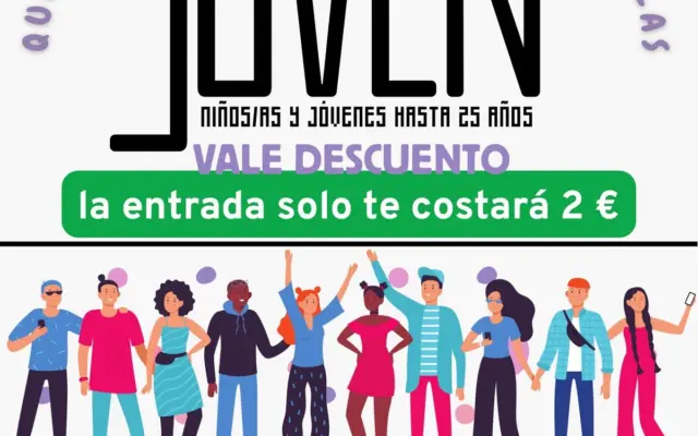 Cartel del programa Cine Joven de Puertollano con vales de descuento para ir al cine