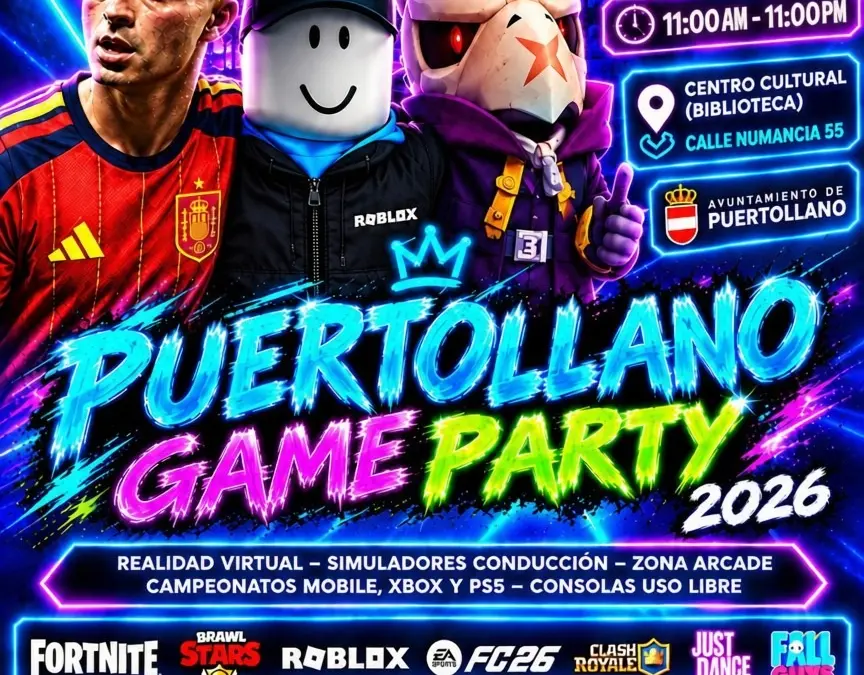 Cartel del Puertollano Game Party, evento de videojuegos del 10 de octubre de 2026