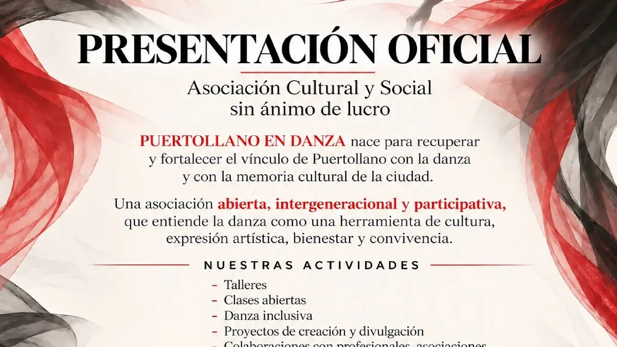 Cartel de presentación de la asociación cultural Puertollano en Danza