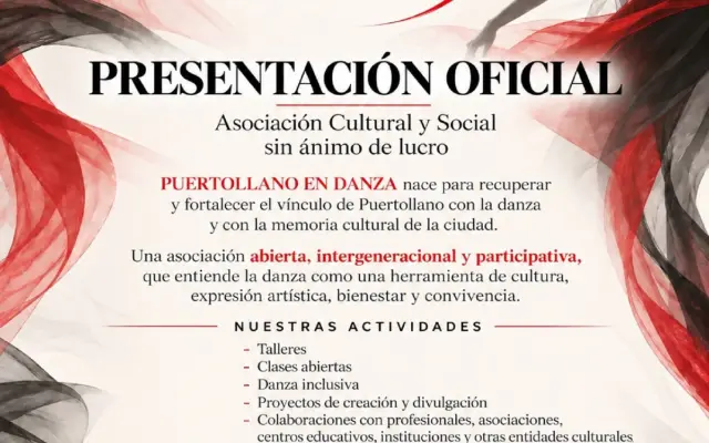 Cartel de presentación de la asociación cultural Puertollano en Danza