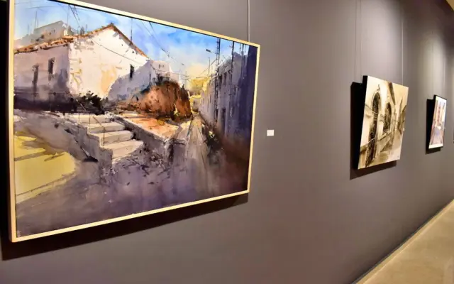 Obras premiadas del III Certamen de Pintura Rapida expuestas en el Museo Cristina Garcia Rodero de Puertollano