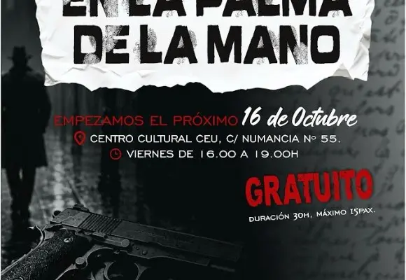Cartel o imagen del taller de guion literario de cine negro organizado en Puertollano